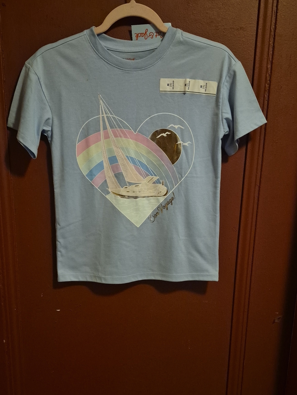 (2) Cat & Jack Light Blue & Black Graphic- Mult Color Short Sleeve Tee Size M